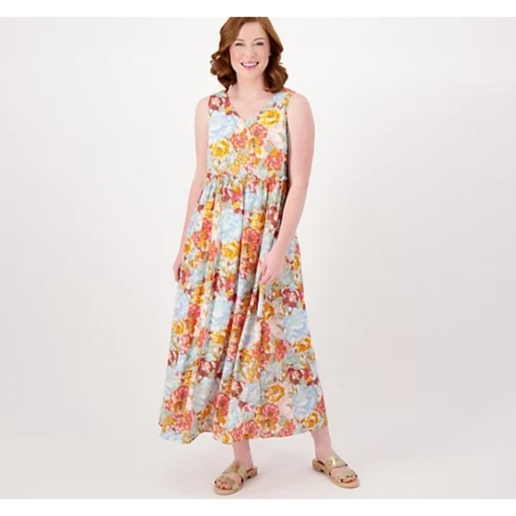 Studio Park x Kerstin sz SP ~ Dress Lindquist Women Petite Flowy Orange A599192 - Picture 1 of 4